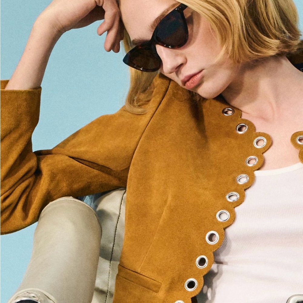 J. Crew Brown Suede Grommet-Trim Cropped Jacket - Picture 6 of 6